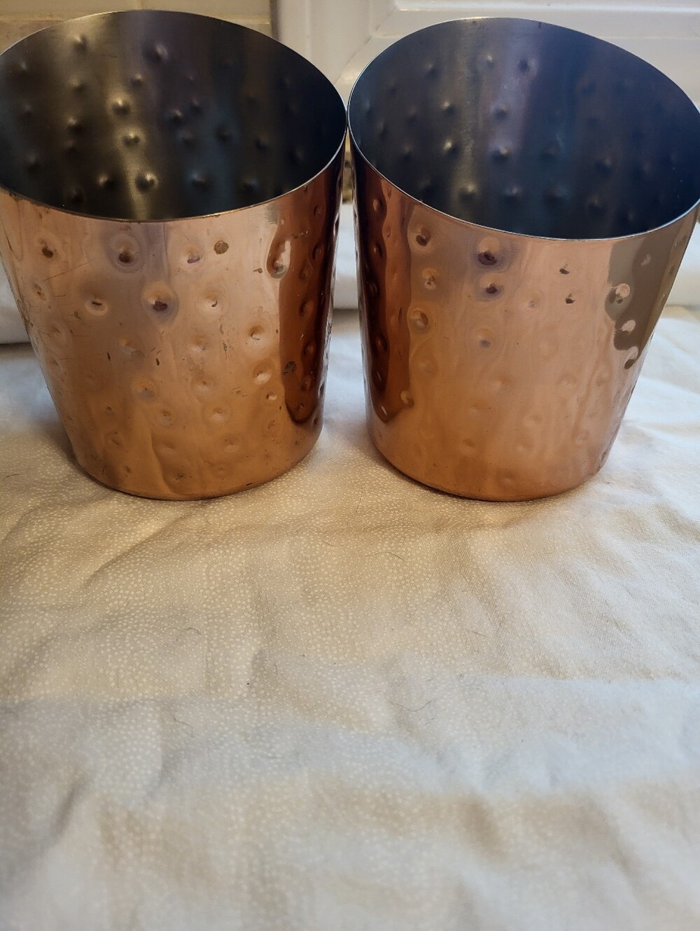 Acopa Set Of Two  12 Oz Hammered Copper Accent Holder - Rose Copper Finish